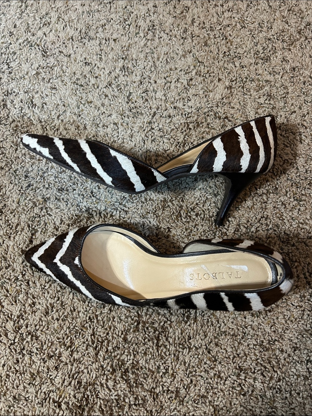 Talbots Black & White Zebra hair Pointed D'Orsay Pumps